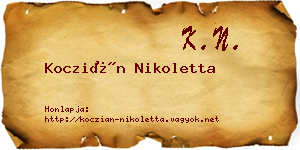 Koczián Nikoletta névjegykártya