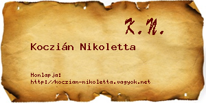 Koczián Nikoletta névjegykártya
